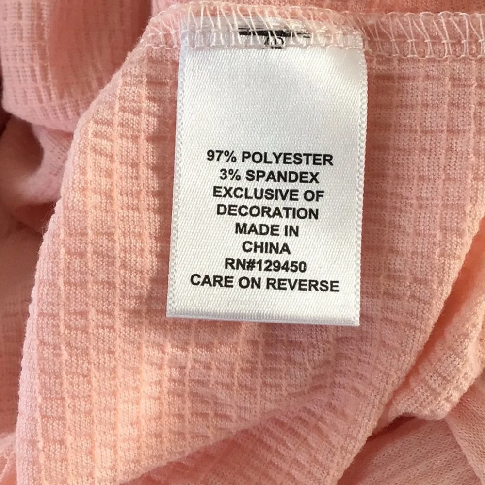ELLE SPRING PINK top w/floral lace collar and front side tie details, XL. - Picture 8 of 8